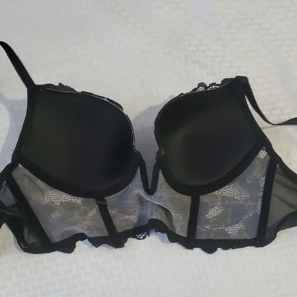 Rachel Black Lace Romantic Balconette Bra 36B - Picture 9 of 14